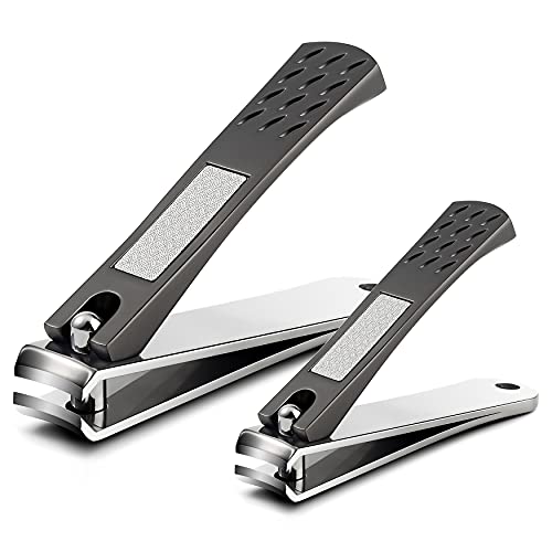 FVION Juego de Cortaúñas, Cortaúñas de Acero Inoxidable Cortadores de Uñas y los Pies con Lima, Cortaúñas Profesional para Hombres y Mujeres - Nail Clippers Paquete de 2