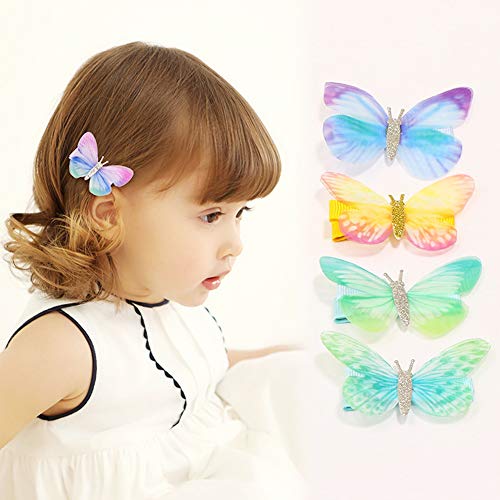 FYHappy - Horquillas para el pelo, diseño de mariposas, coloridas, lazos para el pelo, para niñas, accesorios para el pelo para mujeres y niños, material de tela de calidad, cómodo de llevar