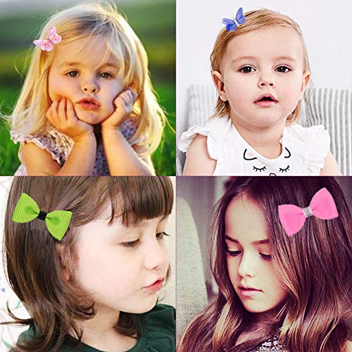 FYHappy - Horquillas para el pelo, diseño de mariposas, coloridas, lazos para el pelo, para niñas, accesorios para el pelo para mujeres y niños, material de tela de calidad, cómodo de llevar