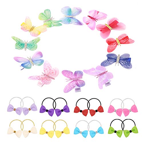 FYHappy - Horquillas para el pelo, diseño de mariposas, coloridas, lazos para el pelo, para niñas, accesorios para el pelo para mujeres y niños, material de tela de calidad, cómodo de llevar