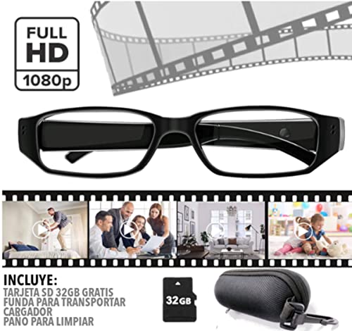 Gafas Mini Cámara Espía Oculta, con Grabación en Movimiento para Fotos y Video - Camara Espia Visión HD 1080P | Tarjeta 32 GB Incluida.