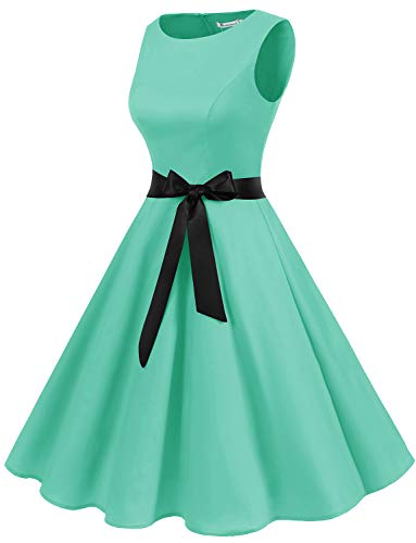 Gardenwed Mujer Audrey Hepburn Rockabilly Vintage Vestido 1950s Retro Cóctel Swing Fiesta Vestido Tiffany Blue 2XL