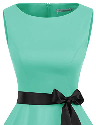 Gardenwed Mujer Audrey Hepburn Rockabilly Vintage Vestido 1950s Retro Cóctel Swing Fiesta Vestido Tiffany Blue 2XL