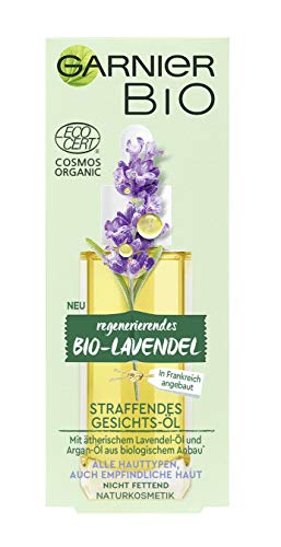 Garnier Aceite reafirmante biológico, cuidado facial antiedad con lavanda orgánica, cosmética natural para todos los tipos de piel, 1 x 30 ml