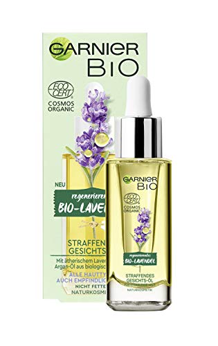 Garnier Aceite reafirmante biológico, cuidado facial antiedad con lavanda orgánica, cosmética natural para todos los tipos de piel, 1 x 30 ml