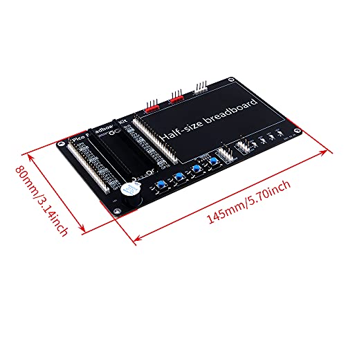 GeeekPi Raspberry Pi Pico Kit básico de principiante, Raspberry Pi Pico Kit de tablero de pan con tabla de cortar el pan de tamaño medio, paquete de alambre de puente (frambuesa Pi Pico no incluido)