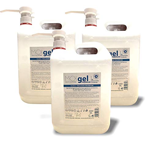 GEL CONDUCTOR PREMIUM especial IPL ULTRASONIDOS CAVITACION 3 GARRAFAS X 5L= 15L incoloro y sin perfume M.O.I (Contenido: 3 Garrafas 5L + 1 bomba dosificadora reutilizable)