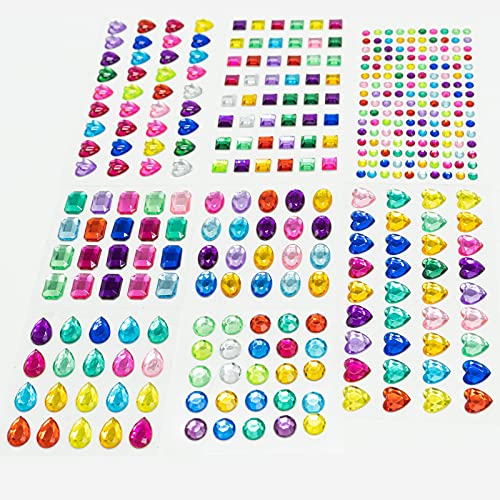 Gemas Pegatinas 8 Joya autoadhesiva para manualidades Brillante Flatback Rhinestone Pegatinas Cristal Pegatinas para Niños DIY