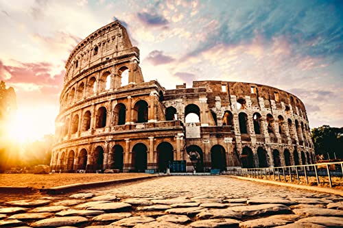 Genérico Cuadro Lienzo Canvas Coliseo Romano Italia Puesta de Sol Roma Europa – Varias Medidas - Lienzo de Tela Bastidor Madera de 3 cm - Alta resolucion (50, 33)