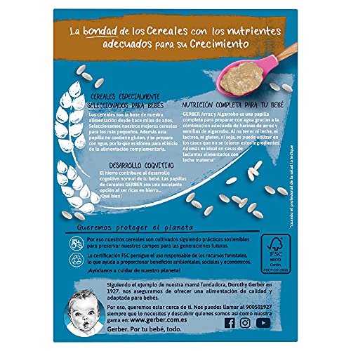 GERBER Arroz y Algarrobo (SINLAC) 250 g - Pack de 9