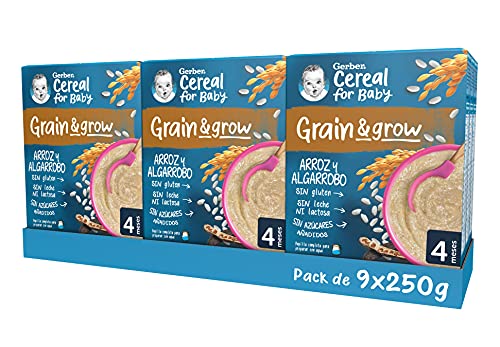 GERBER Arroz y Algarrobo (SINLAC) 250 g - Pack de 9