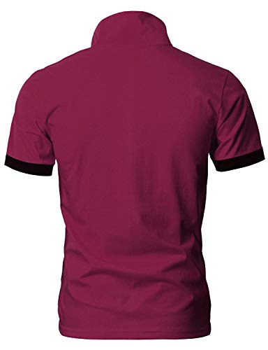 GHYUGR Polos Manga Corta Hombre Bordado de Ciervo Camisas Slim Fit Camiseta Deporte Golf Poloshirt Verano Primavera T-Shirt Oficina,Rojo Vino,L