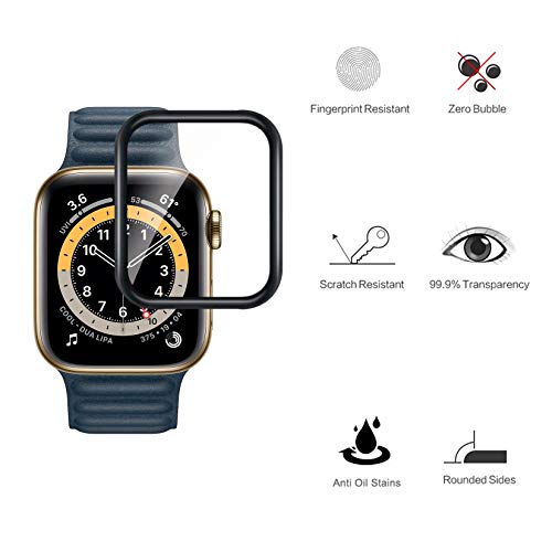 GiiYoon-4 Piezas Protector Pantalla para Apple Watch 40mm Series 6/5/4/SE,[TPU-Film] [3D Cobertura Completa][Sin Burbujas] [Alta Definicion][Adsorcion anhidra] HD Suave Protector.