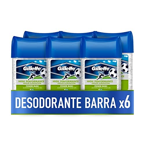 Gillette Clear Gel Desodorante Y Antitranspirante Power Rush Para Hombre 70ml x6