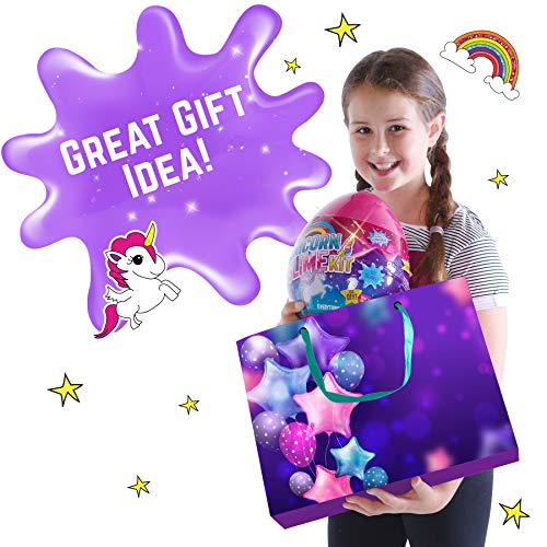 GirlZone Regalos para Niñas - Slime para Niños - Slime Kit Huevo Sorpresa de Fábrica de Slime Unicornio - Unicorn Egg Sparkly Surprise Fluffy Slime Kit 3 a 12 años