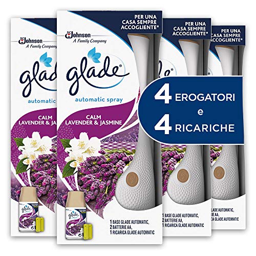 Glade Automatic - Ambientador con base con recarga, aroma a lavanda, 4 dispensador + 4 recarga de 269 ml