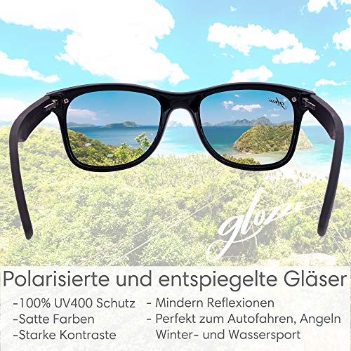 glozzi Gafas de sol de madera hombre y mujer con lentes polarizadas UV400, patillas de madera y estuche de corcho