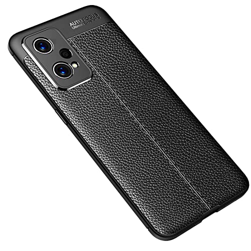 GMUJIAO Funda para Realme 9 Pro Plus,Estuche Antideslizante con Patrón de Lichi,Estuche de TPU Suave Ultradelgado y Duradero con 2 Protectores de Pantalla de Vidrio Templado [Ultradelgado]-Negro