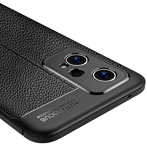 GMUJIAO Funda para Realme 9 Pro Plus,Estuche Antideslizante con Patrón de Lichi,Estuche de TPU Suave Ultradelgado y Duradero con 2 Protectores de Pantalla de Vidrio Templado [Ultradelgado]-Negro