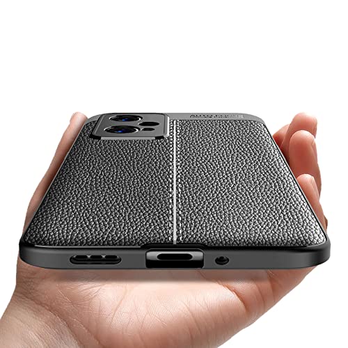 GMUJIAO Funda para Realme 9 Pro Plus,Estuche Antideslizante con Patrón de Lichi,Estuche de TPU Suave Ultradelgado y Duradero con 2 Protectores de Pantalla de Vidrio Templado [Ultradelgado]-Negro