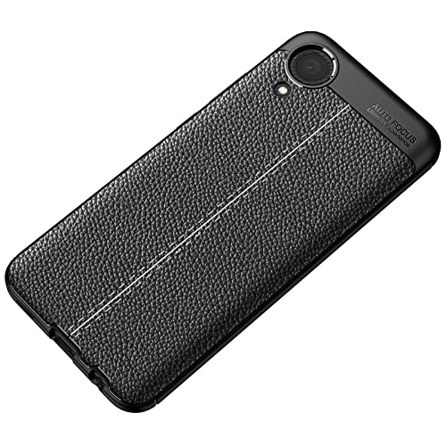 GMUJIAO Funda para Samsung Galaxy A03 Core,Estuche Antideslizante con Patrón de Lichi,Estuche de TPU Suave Ultradelgado y Duradero con 2 Protectores de Pantalla de Vidrio Templado [Ultradelgado]-Negro