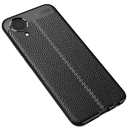 GMUJIAO Funda para Samsung Galaxy A03 Core,Estuche Antideslizante con Patrón de Lichi,Estuche de TPU Suave Ultradelgado y Duradero con 2 Protectores de Pantalla de Vidrio Templado [Ultradelgado]-Negro