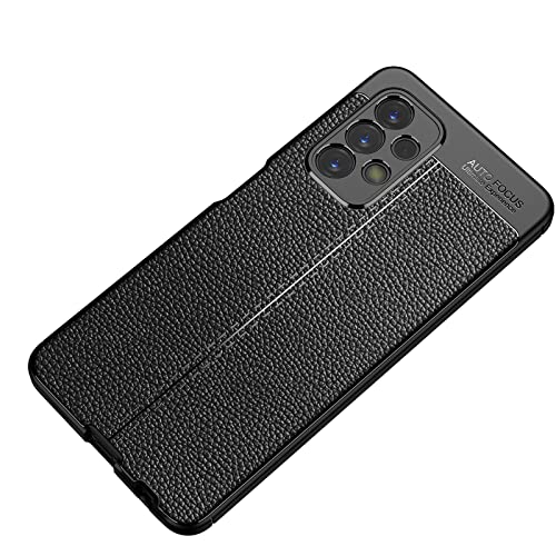 GMUJIAO Funda para Samsung Galaxy A23,Estuche Antideslizante con Patrón de Lichi,Estuche de TPU Suave Ultradelgado y Duradero con 2 Protectores de Pantalla de Vidrio Templado [Ultradelgado]-Negro