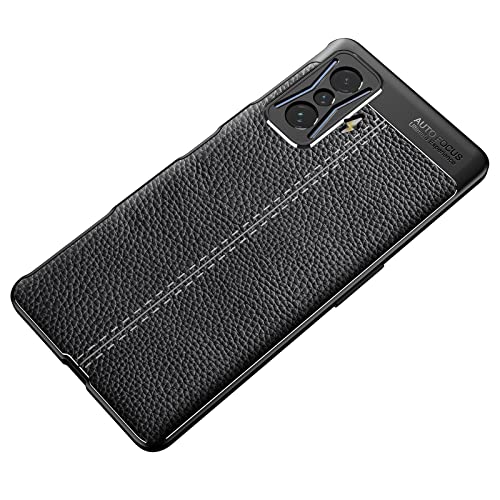 GMUJIAO Funda para Xiaomi Redmi K50 Gaming,Estuche Antideslizante con Patrón de Lichi,Estuche de TPU Suave Ultradelgado y Duradero con 2 Protectores de Pantalla de Vidrio Templado [Ultradelgado]-Negro