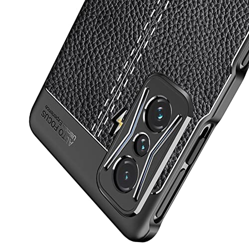 GMUJIAO Funda para Xiaomi Redmi K50 Gaming,Estuche Antideslizante con Patrón de Lichi,Estuche de TPU Suave Ultradelgado y Duradero con 2 Protectores de Pantalla de Vidrio Templado [Ultradelgado]-Negro