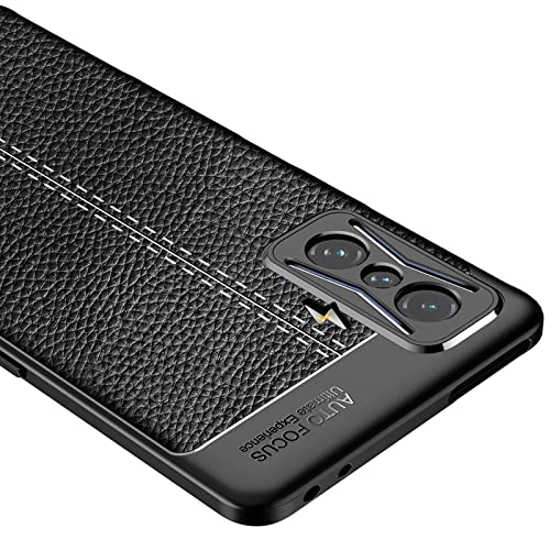 GMUJIAO Funda para Xiaomi Redmi K50 Gaming,Estuche Antideslizante con Patrón de Lichi,Estuche de TPU Suave Ultradelgado y Duradero con 2 Protectores de Pantalla de Vidrio Templado [Ultradelgado]-Negro