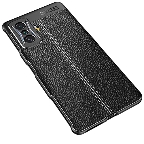 GMUJIAO Funda para Xiaomi Redmi K50 Gaming,Estuche Antideslizante con Patrón de Lichi,Estuche de TPU Suave Ultradelgado y Duradero con 2 Protectores de Pantalla de Vidrio Templado [Ultradelgado]-Negro