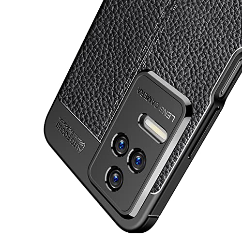 GMUJIAO Funda para Xiaomi Redmi K50,Estuche Antideslizante con Patrón de Lichi,Estuche de TPU Suave Ultradelgado y Duradero con 2 Protectores de Pantalla de Vidrio Templado [Ultradelgado]-Negro