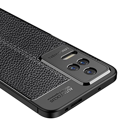 GMUJIAO Funda para Xiaomi Redmi K50,Estuche Antideslizante con Patrón de Lichi,Estuche de TPU Suave Ultradelgado y Duradero con 2 Protectores de Pantalla de Vidrio Templado [Ultradelgado]-Negro