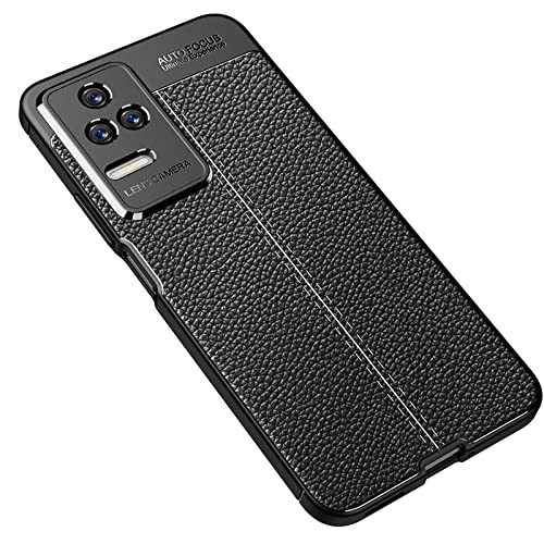 GMUJIAO Funda para Xiaomi Redmi K50,Estuche Antideslizante con Patrón de Lichi,Estuche de TPU Suave Ultradelgado y Duradero con 2 Protectores de Pantalla de Vidrio Templado [Ultradelgado]-Negro