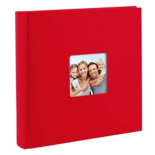 Goldbuch Living Red con Recorte de Imagen, 100 páginas en Blanco Crema con separadores de pergamino, álbum Pegar, Libro de Fotos con Cubierta de Aspecto de Lino 31 092, Papel, Rojo, 30 x 30 cm