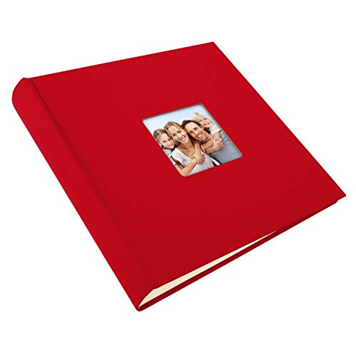 Goldbuch Living Red con Recorte de Imagen, 100 páginas en Blanco Crema con separadores de pergamino, álbum Pegar, Libro de Fotos con Cubierta de Aspecto de Lino 31 092, Papel, Rojo, 30 x 30 cm