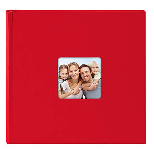 Goldbuch Living Red con Recorte de Imagen, 100 páginas en Blanco Crema con separadores de pergamino, álbum Pegar, Libro de Fotos con Cubierta de Aspecto de Lino 31 092, Papel, Rojo, 30 x 30 cm