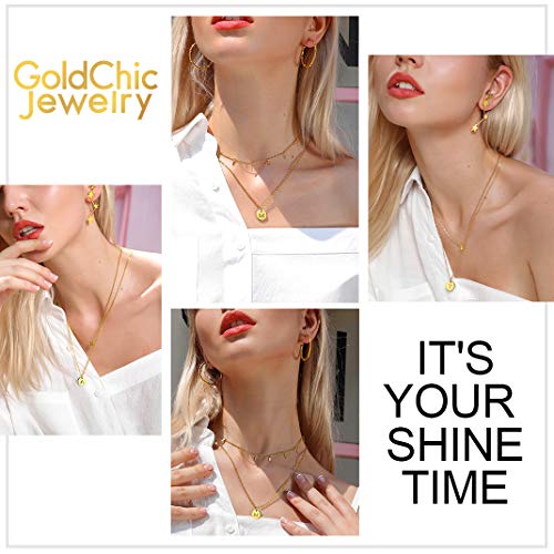 GoldChic Jewellery Collar Letras Pequeñas Colgantes Iniciales de Acero Oro