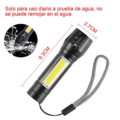 GOLDGE Linterna LED Alta Potencia Linternas para Ciclismo Camping, Portátil Linterna 500 Lúmenes 3 Modos USB recargable Linterna de Alto Rendimiento para Montañismo Reparación del Coche