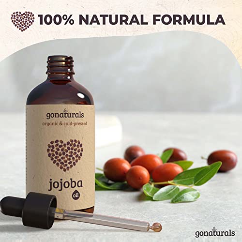 GoNaturals Aceite de Jojoba 100% Puro - Aceite Jojoba Puro Ecologico, Antiarrugas y Antiacné - Aceite de Jojoba Organico Prensado en Frio - Bio Jojoba Oil Organic - Aceite de Jojoba para Cabello, 50ml