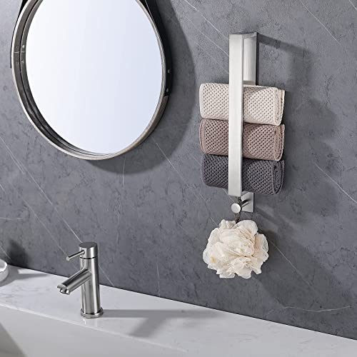 Goodcorner Toallero Baño Adhesivo sin Taladrar de Acero Inoxidable 304, con Gancho (Cepillado, 40 cm)