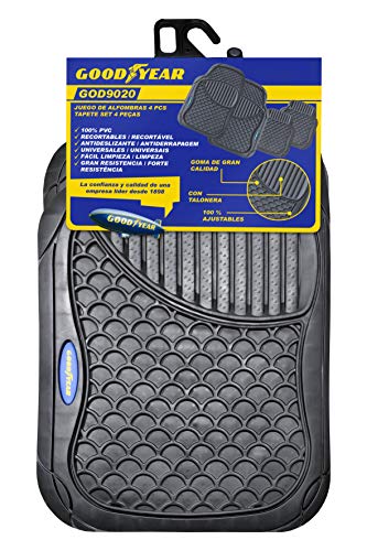 Goodyear GOD9020 Alfombra de Goma, 4 Piezas, Negro