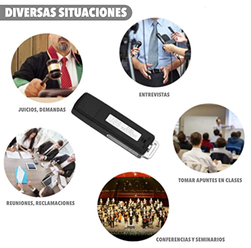 Grabadora de Voz Digital USB | Mini Grabadora de Voz Portátil 8 GB | Grabador de Audio Ideal para Reuniones, Entrevistas, Conferencias. | Grabadora Espía con Memoria para Varias Horas de Grabación