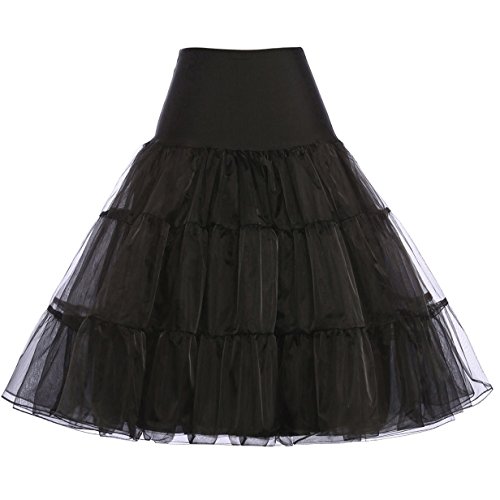 Grace Karin - Falda tipo enagua, estilo años 50 Knee Length-Black Medium