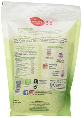 Granero Copos Suaves De Avena Integral Sin Gluten Bio 500 Bolsa 500 Gramos 500 ml