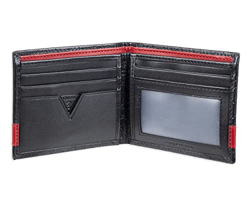 Guess Cartera Bifold Barreño, Negro/Rojo, Talla única para Hombre