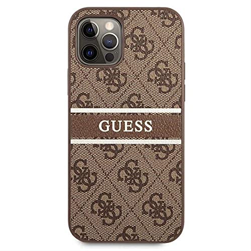 Guess Funda para iPhone 12/12 Pro de 6,1" GUHCP12M4GDBR, diseño de Rayas, Color marrón