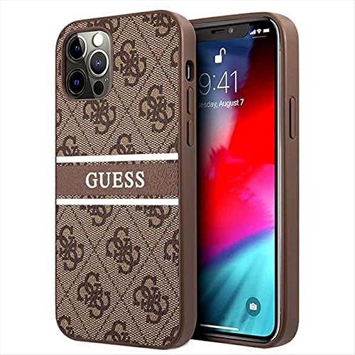 Guess Funda para iPhone 12/12 Pro de 6,1" GUHCP12M4GDBR, diseño de Rayas, Color marrón