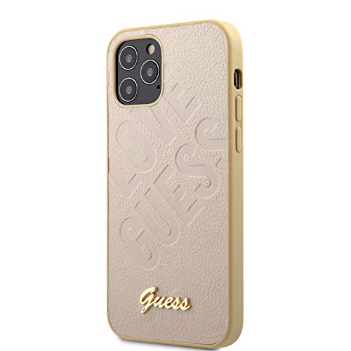 Guess, Iridescent Love Script Gold Logo Carcasa para iPhone 12 Pro MAX 6,7