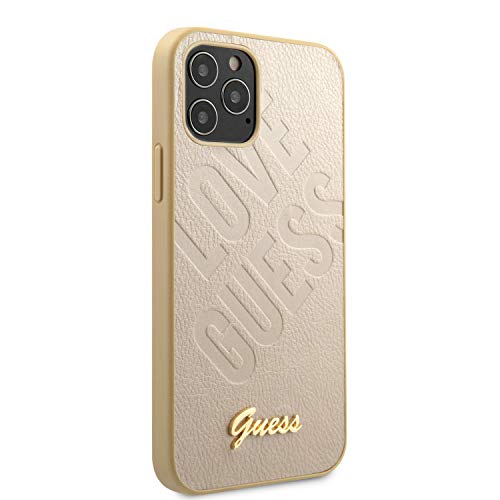 Guess, Iridescent Love Script Gold Logo Carcasa para iPhone 12 Pro MAX 6,7